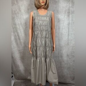 Gray Sleeveless Tiered Maxi 100% Cotton Dress
